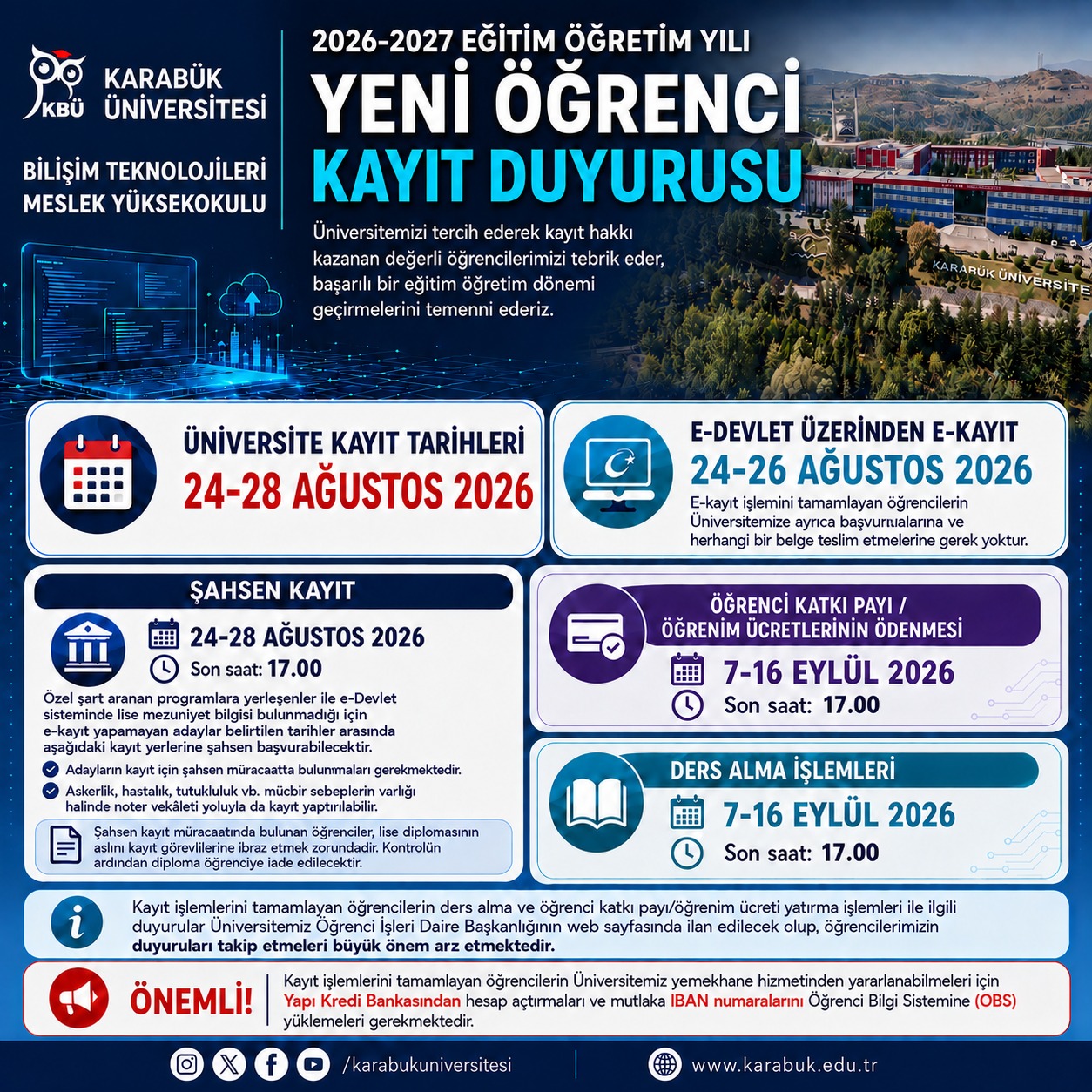 2026-2027 Eğitim-Öğretim Yılı Yeni Öğrenci Kayıtları